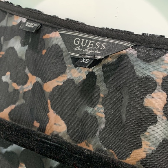 Guess velvet leopard sheer burnout Fariy gothic top size XS whichy whimsy goth - Picture 6 of 7